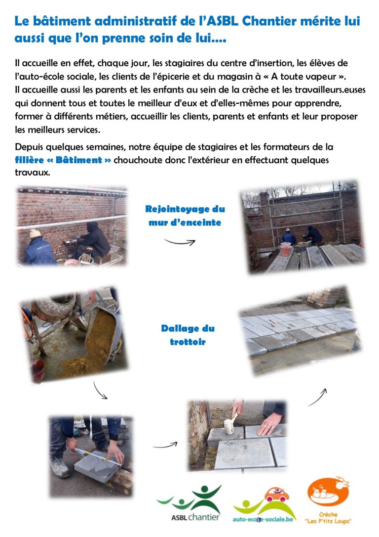 Bâtiment travaux mur et trottoir 30 et 31 03 23